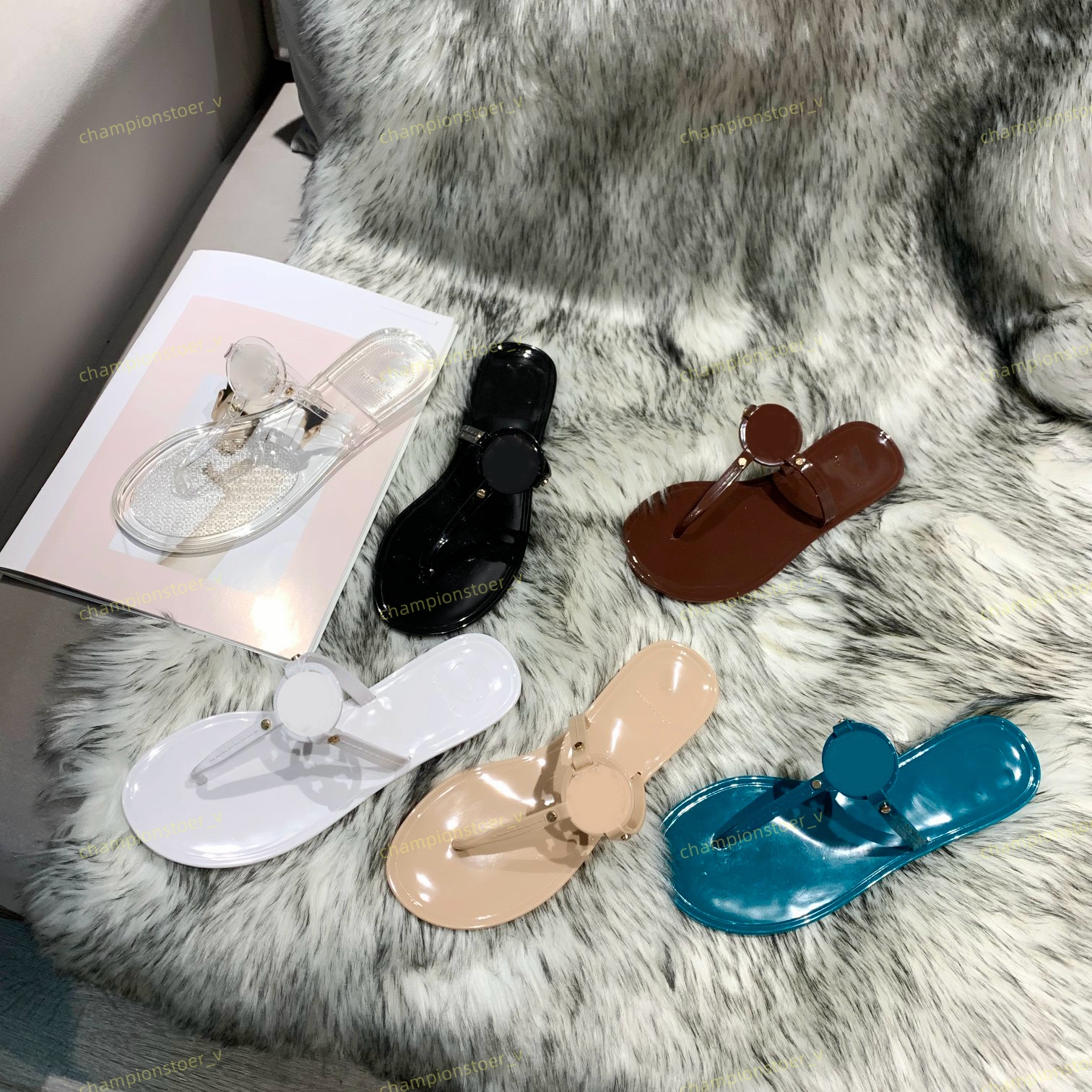 

2022 Designer Sandals Women Hollowed out pattern Flats Slippers Trend Luxe Tories Slides Rubber Summer Flip Flops Outdoor Beach Shoes, Box