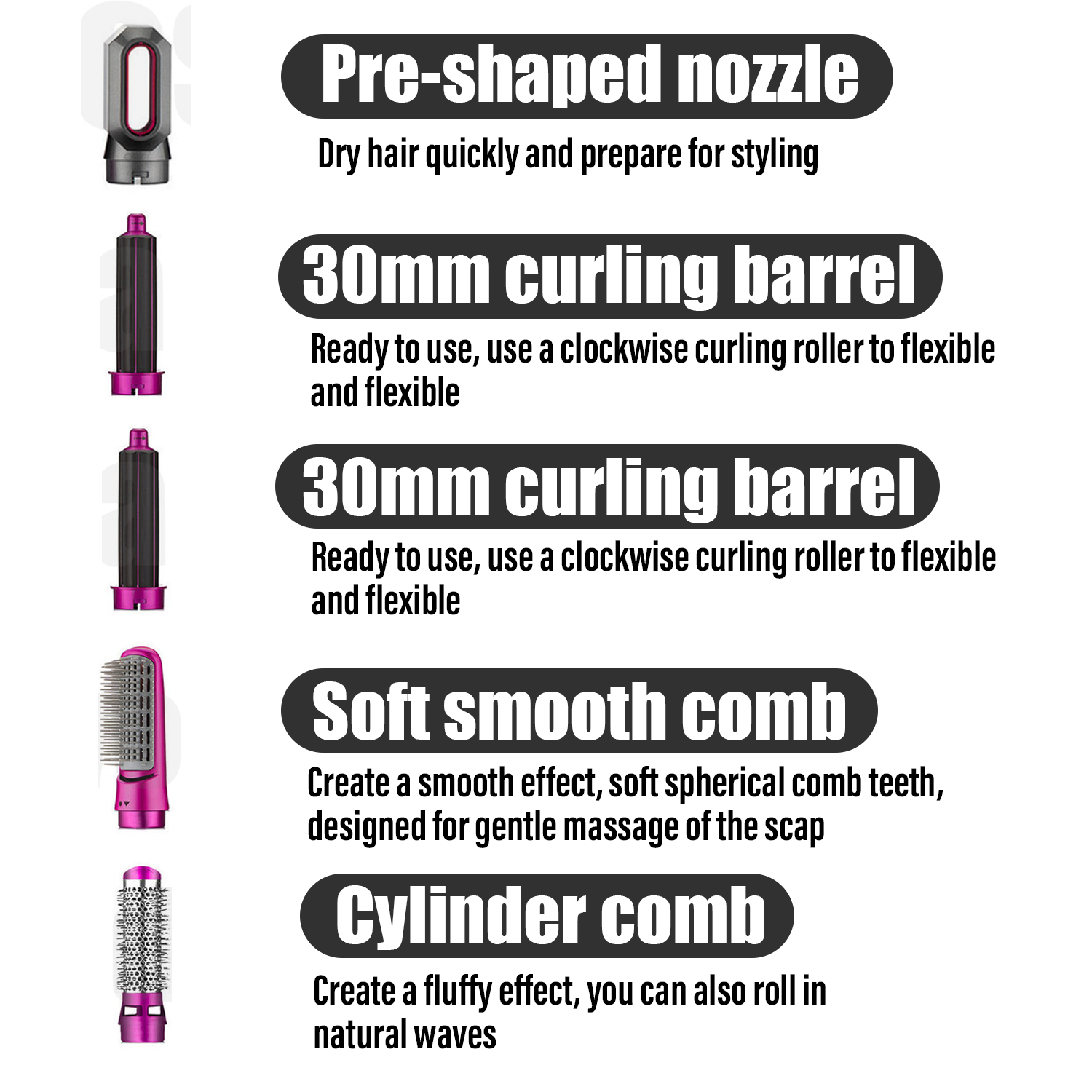 Hair Dryer 5 In 1 Hair Wrap Electric Hair Straightener Brush Blow Dryer Air Comb Detachable Home Various Wand Brush-image-862558729