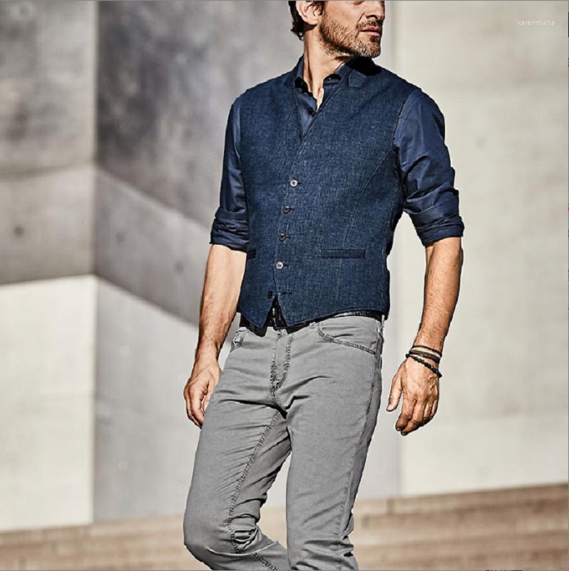 

Men' Vests 2022 European And American Single-breasted Vest Coat Kare22, Blue