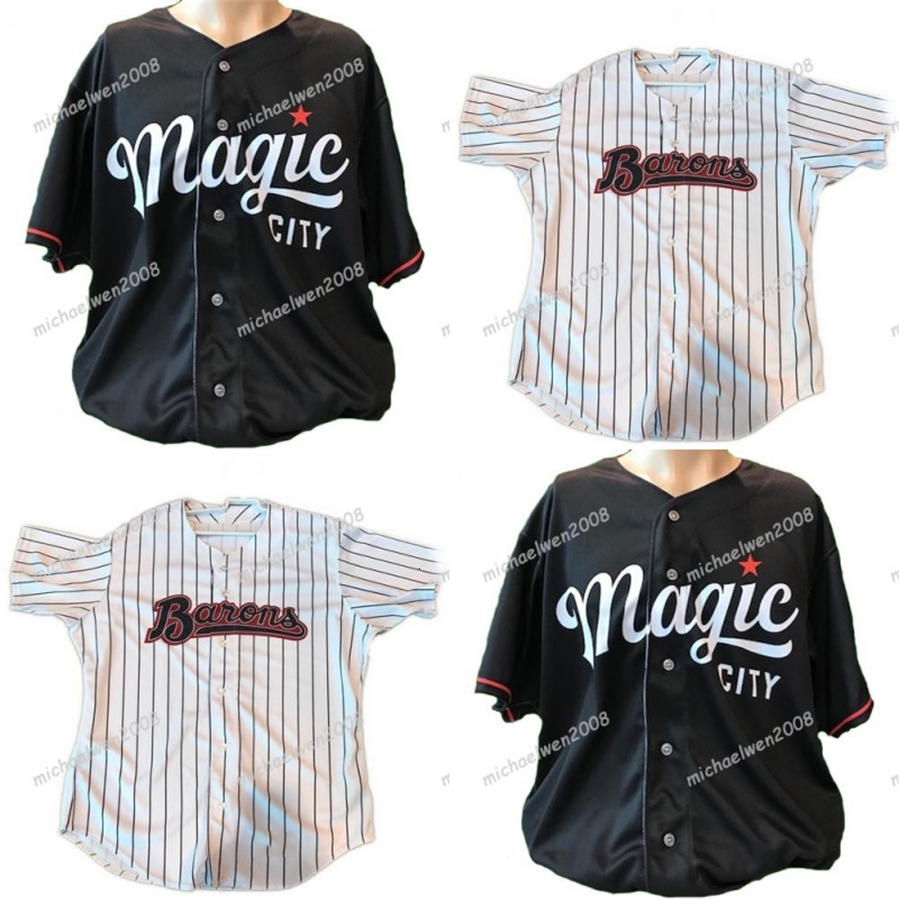

MitNess Mens Birmingham Barons White Black Custom Double Stitched Shirts Baseball Jerseys High-quality, Mens black