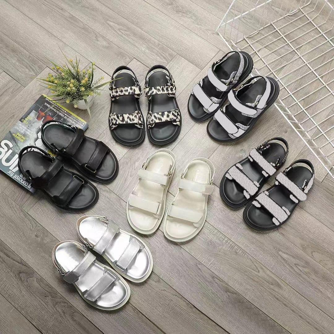

Newest Designer Sandals Act Sandal Women Slippers Rubber Slipper Lambskin Leather Shoes Crystal Two Adjustable Straps Shoe With Box
