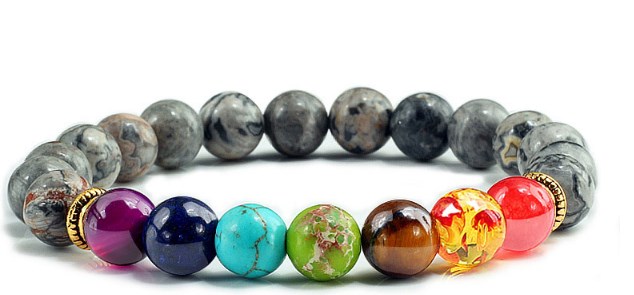 

good Fashion Strands Natural Stone volcanic stone blue green white red Agate adjusted Bracelet elastic ws35u