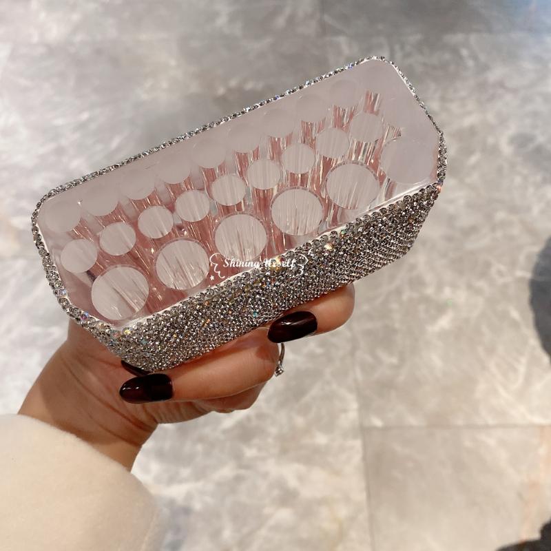 

Jewelry Pouches Bags Crystal Rhinestone DIY Box For Lipstick Perfume Earrings Organizer Tray Display Case Storage Holder BoxJewelry