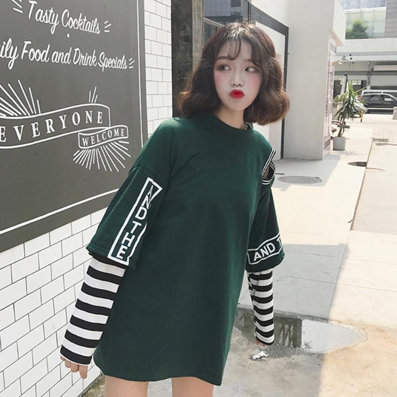 

Women's T-Shirt Daily Spring Round Neck Tops Long Sleeve Polyester Letter Jazz Party Dance Fashion Women T Shirt Hip Hop Casual, Green