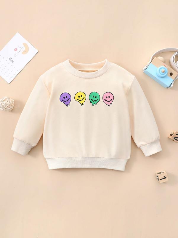 

Baby Cartoon Face Print Sweatshirt SHE, Beige