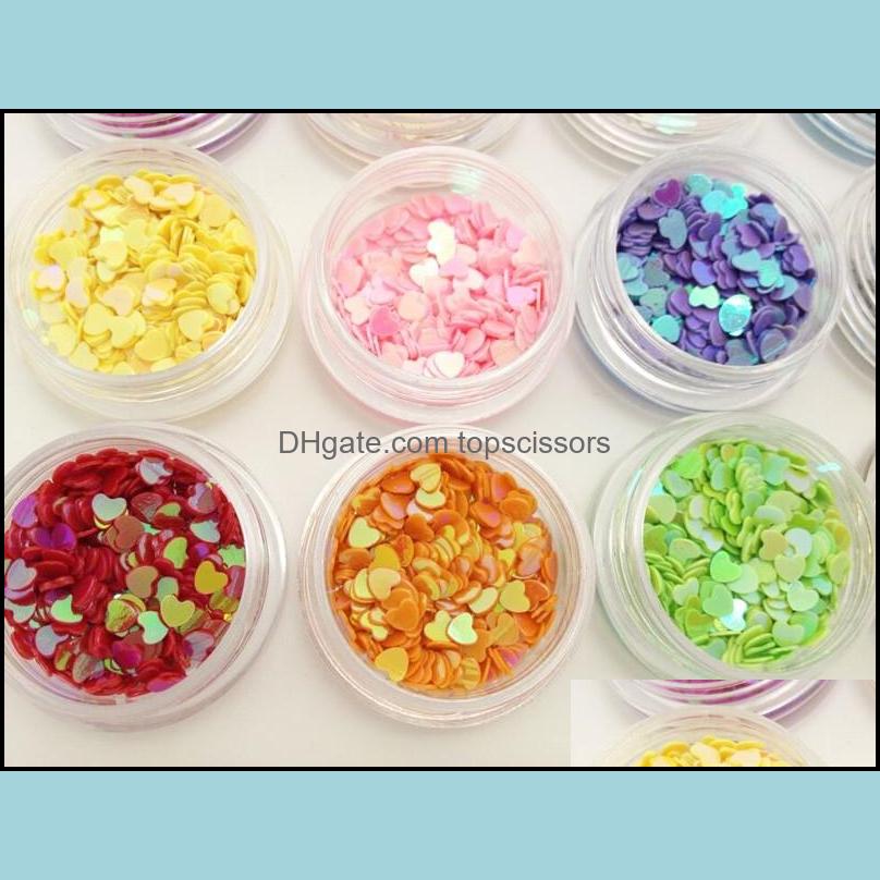 

Nail Glitter Art Salon Health Beauty 12 Pots Heart Shapes Confetti Sequins Acrylic Tips Uv Gel Decoration Fee #6811 Drop Delivery 2021 Njc