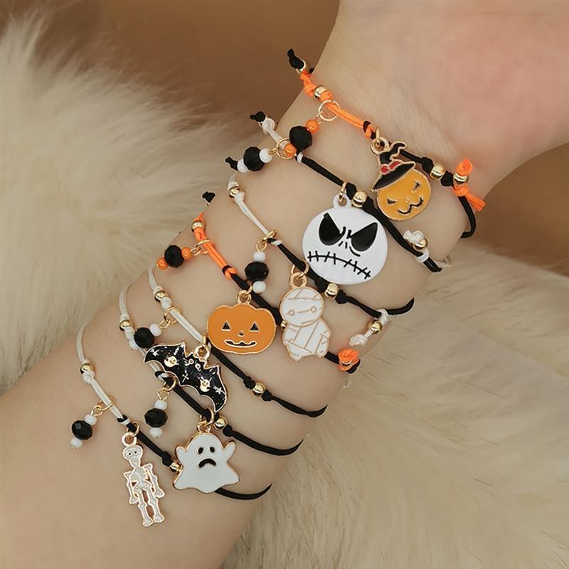 

Other Bracelets 7PcsSet Halloween String Bracelet Braided Alloy Charm Bracelet Strand Brac 220826