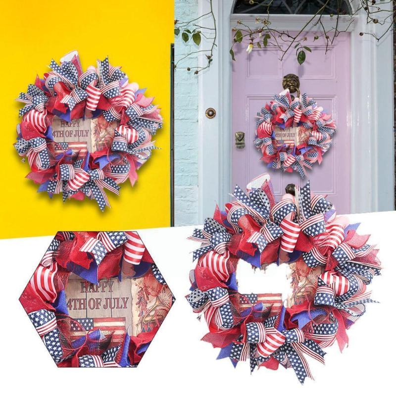 

Decorative Flowers & Wreaths Garland Handmade Wall Hanging Pendant For Front Door Wreath Garden Outside Household American Independence Day