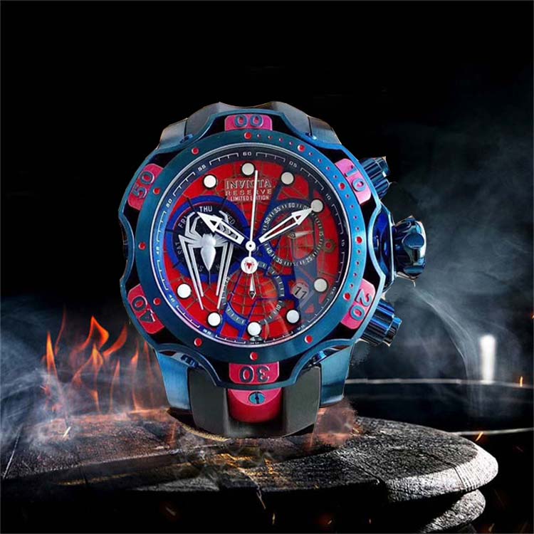 

High quality fashion dial Thick Men's watch Wrist Spider chivalrous Men'sWatch rubber belt Personality timing Designer Wristwatch, Box