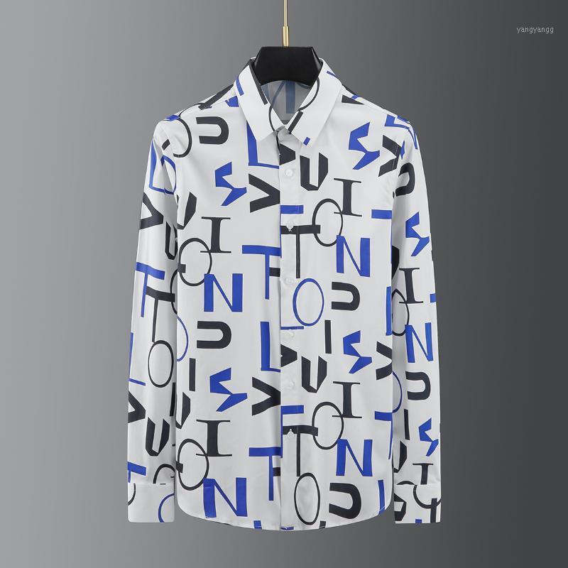 

Men's Casual Shirts 2022 Mens Long Sleeve Print Shirt High Quality Slim Fit Business Dress Letter Printing Clothing Ropa De Hombre, Black