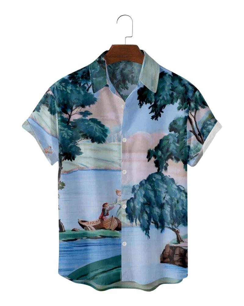 

Men's Casual Shirts Refreshing Western Style Printed Summer Fashion American Hawaiian Beach Men's And Women's ShirtsMen's, 3m37
