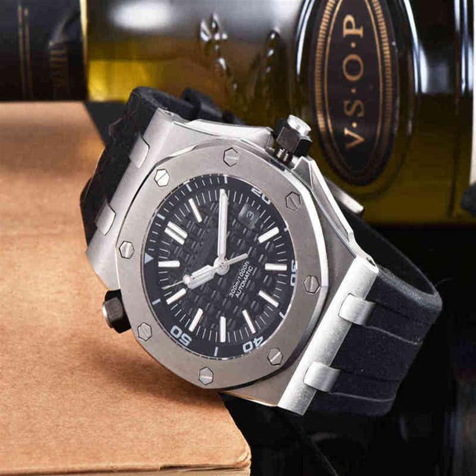 Montre-bracelets célèbres hommes en acier inoxydable automatique Diver mécanique saphir montre noir en caoutchouc bleu rose or royal chêne 6 colo