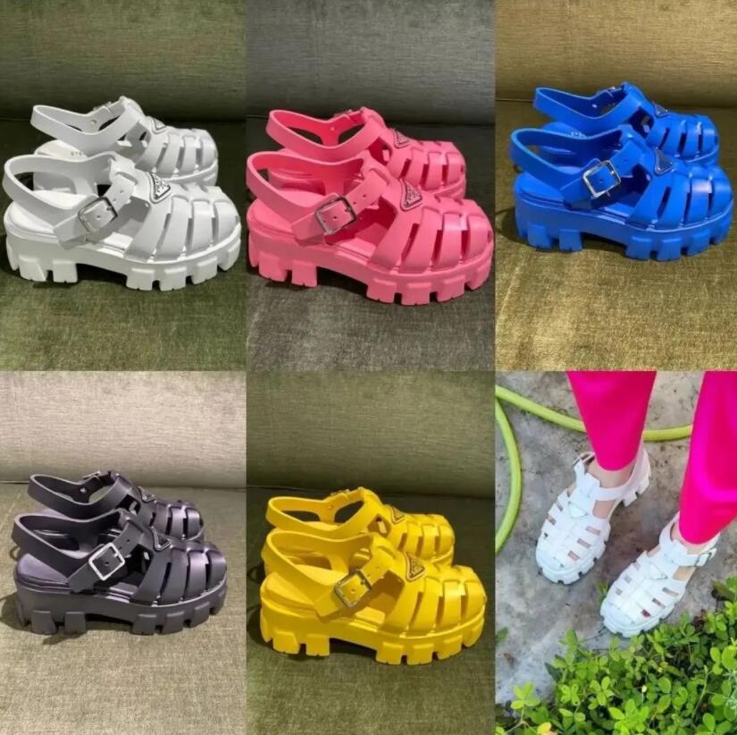 

[Triangle logo] women sandals shoes womens for sandal luxuries Designer platform Monolith beach shoe Comfortable leisure foam rubber white black red sneakers