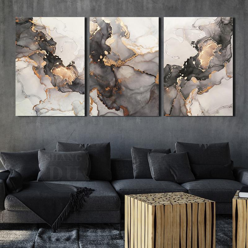 

Paintings Modern Abstract Black Golden Luxury Poster Marble Canvas Painting Prints Picture Ink Nordic Wall Art Living Room Decoration