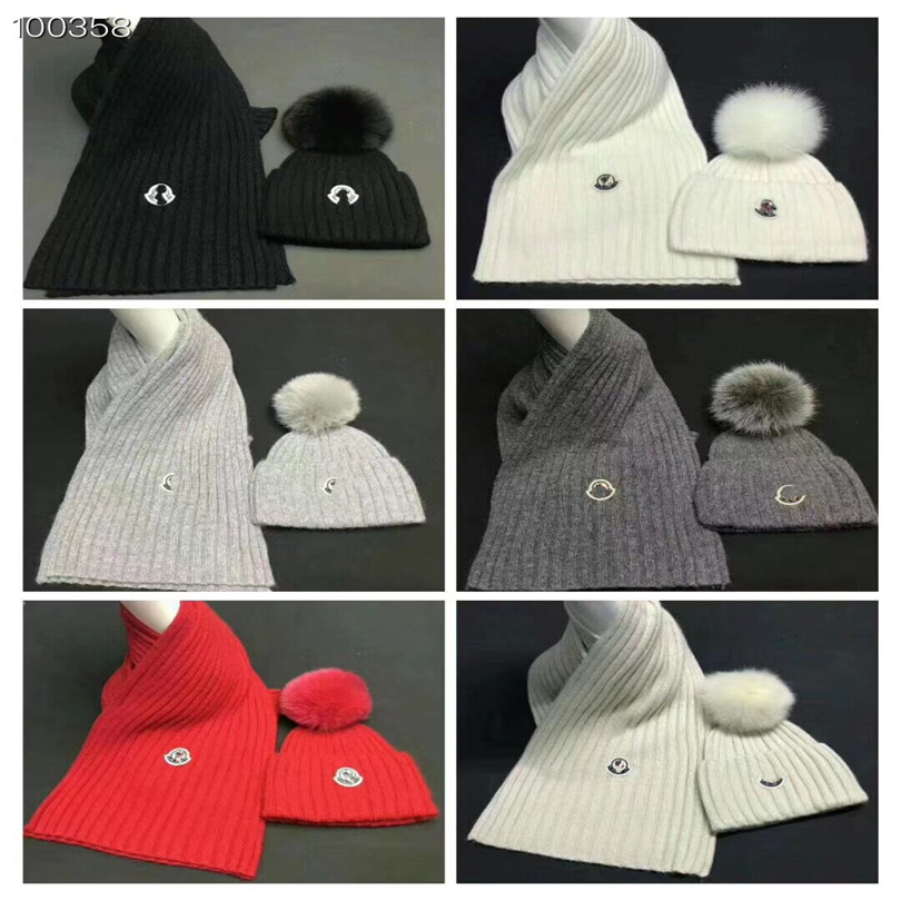 2022 Designer Pashmina Women mens knitted Scarf Hat Set Winter Warm Hats and scarves