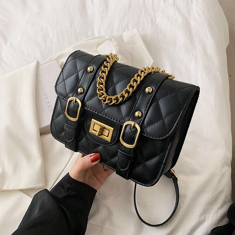 

Evening Bags Small Quilted Designer PU Leather Crossbody With Short Handle For Women 2022 Chain Shoulder Handbags And Purses Luxury Tote, Black