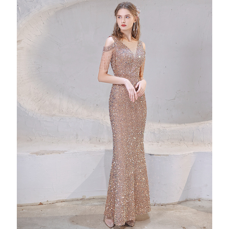 2022 robes de soirée sirène paillettes scintillantes rose robes de bal robe de bal à lacets dos balayage train tapis rouge robe de soirée paillet