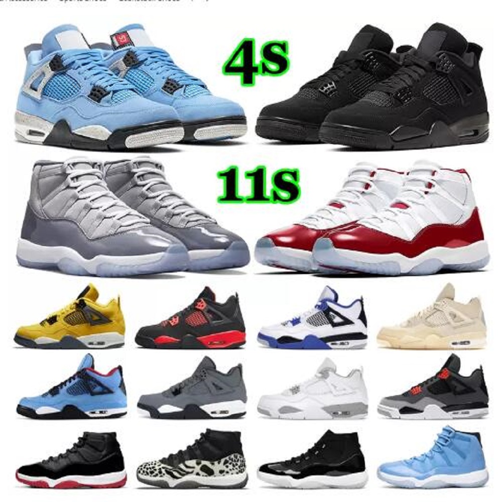 

Man Woman Jumpman 4 Men Basketball Shoes 11 Mens Womens Sneakers 4s Black Cat University Blue Red Thunder 11s Bred Cool Grey Cherry Outdoor Sports Trainers, # 35