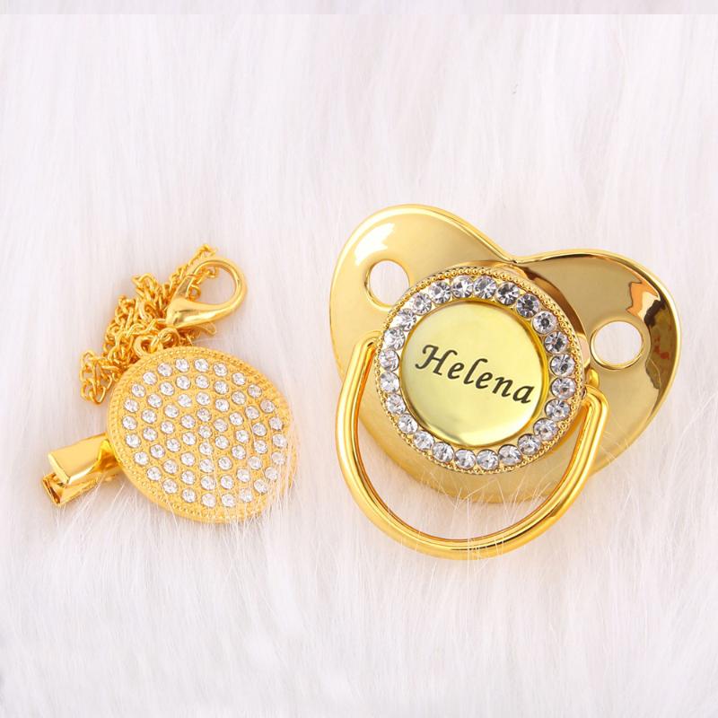 

Pacifiers# BlingBling Customized Baby Pacifier Clip Chains Luxurious BPA Free Dummy Nipple Infant Soother Chupeta Sucette Shower GiftPacifie