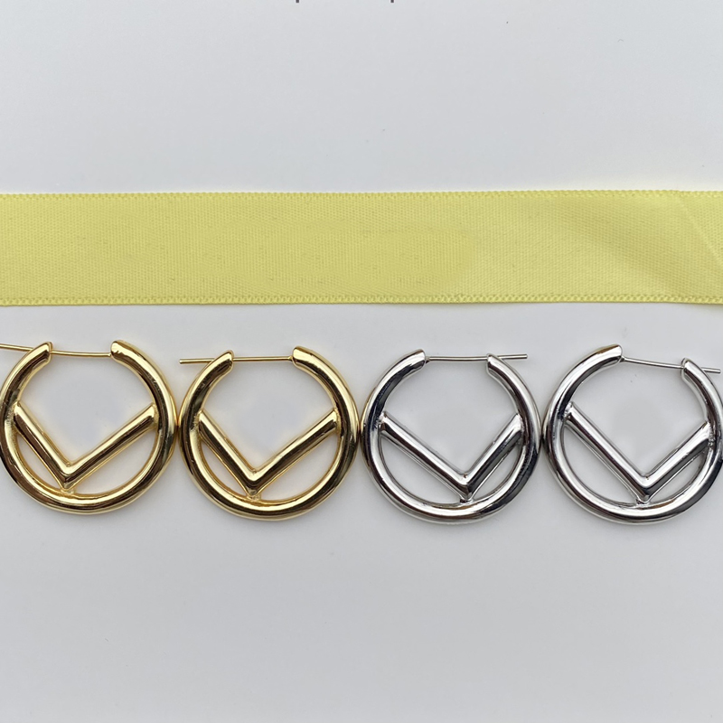 

Women Earings Designer Jewelry Gold Hoop Earring Accessories F Letter Luxurys Studs Silver Earrings Boucles Size 3cm 22062203R
