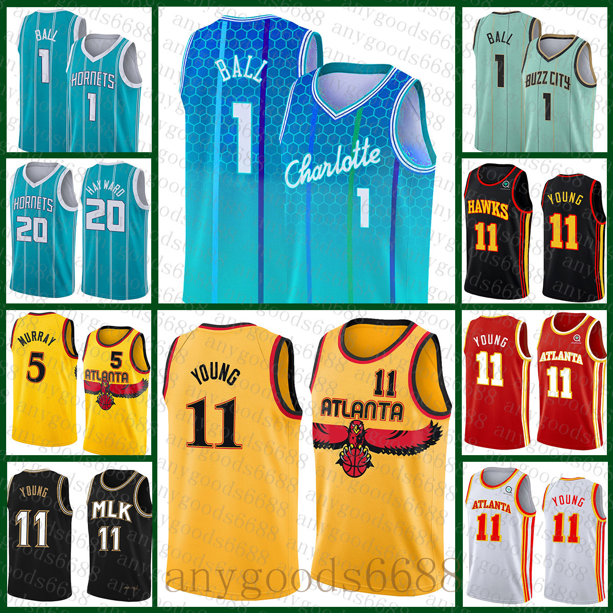 

Charlotte''Hornets''Men Atlanta''Hawks''Mens 1 20 11 5 4 Basketball Jersey Gordon Hayward LaMelo Ball Trae Young Dejounte Murray Spud Webb, Jersey-huangfeng
