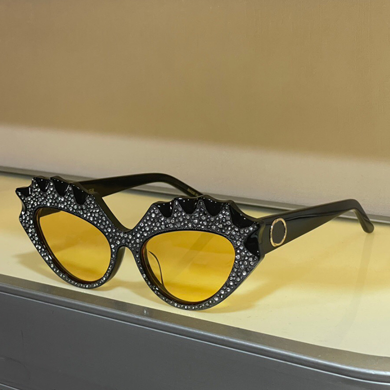 Vintage designer Sunglasses Women Shiny crystal black acetate frame Z0781S Luxury Ladies orange High quality Glasses Female UV Glasses queen diamond
