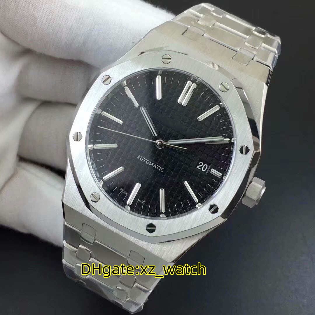 

Large dial men's mechanical watch Black blue sports watch luminous stainless steel leather 42mm sapphire glass waterproof watches, Brown