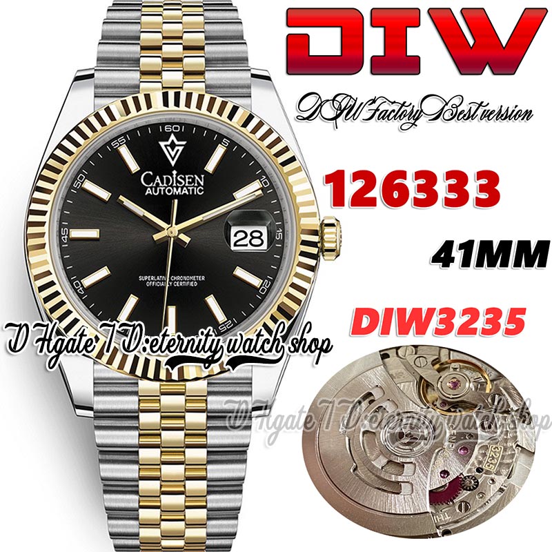 

DIWF diw126333 A3235 Automatic Mens Watch Fluted Bezel Black Dial Stick Markers Two Tone 904L Jubileesteel Bracelet With Same Serial Warranty Card eternity Watches, Watch waterproof cost