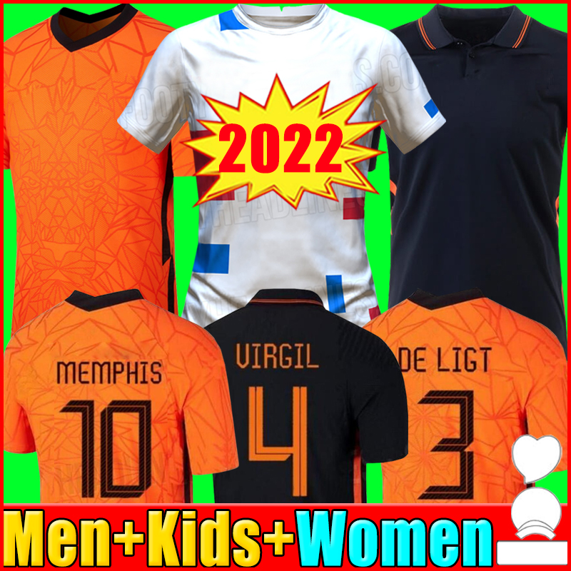

MEMPHIS 21 22 23 Netherlands soccer shirt DE JONG Holland DE LIGT STROOTMAN VAN DIJK VIRGIL 2021 2022 football jersey Adult women men+ kids kit sets, P08 20 21 home women