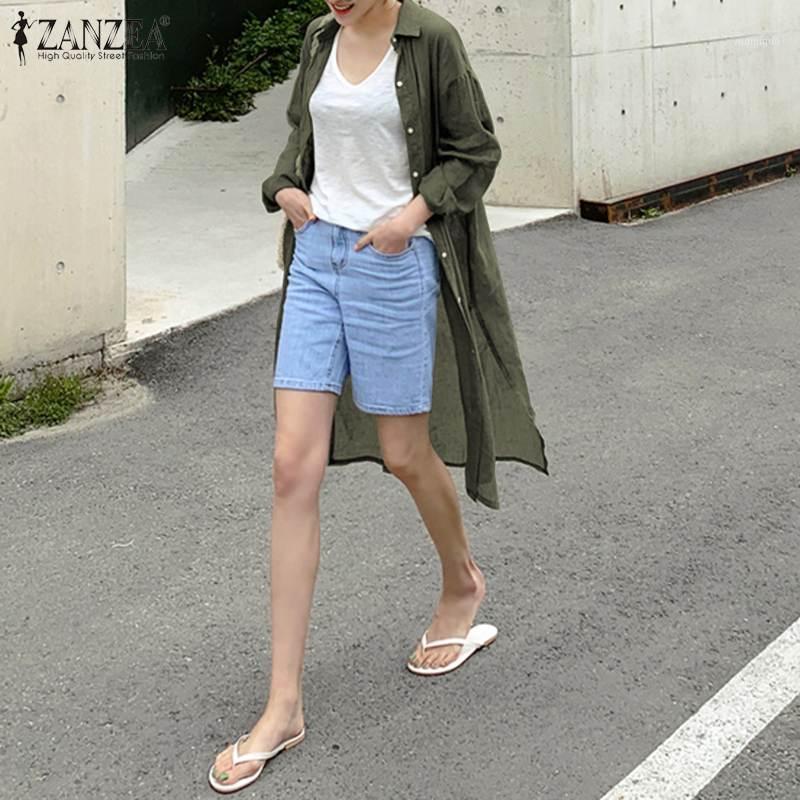 

Women' Blouses & Shirts Stylish Summer Split 2022 Casual Lapel Button Long Blusas Female Solid Kimono Cardigans Chemise, Black