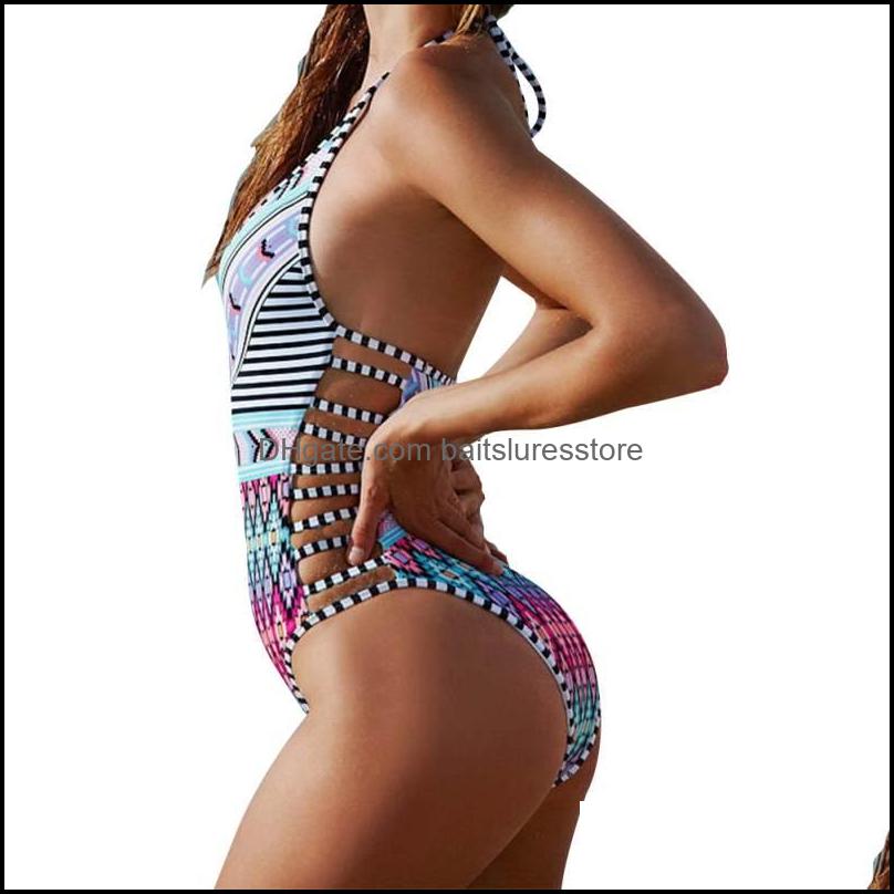 

Swim Wear Swimming Water Sports Outdoors Sexy Floral Print Strap One Piece High Waist Swimwear Bodysuit Flower Women Beach Sw Dhv6B
