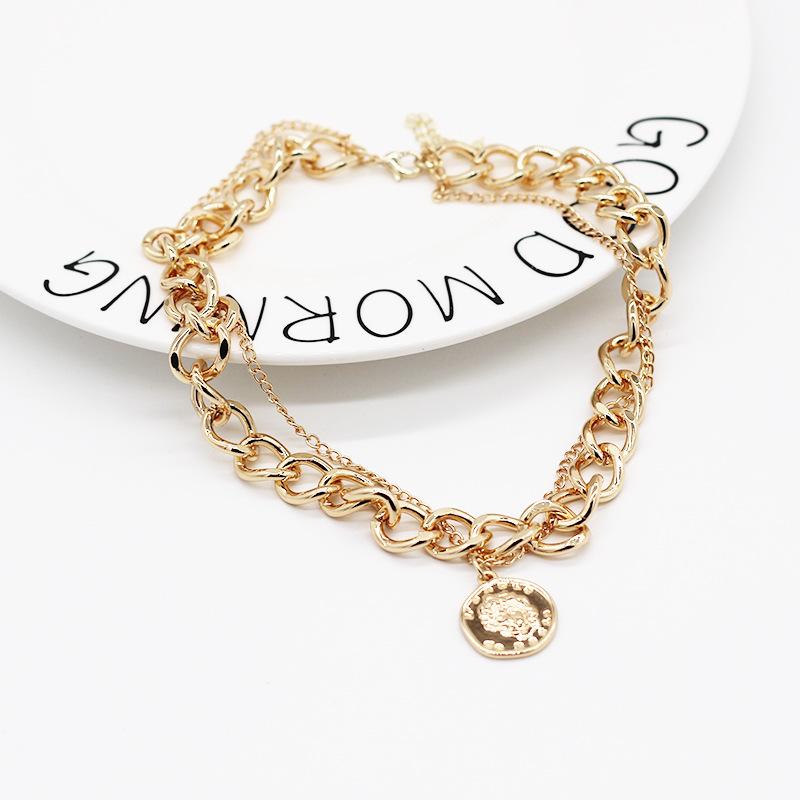 

Chains Punk Layered Chain Necklace Neck For Women Vintage Exaggerated Golden Hoop Metal 2022 Clavicle Jewelry