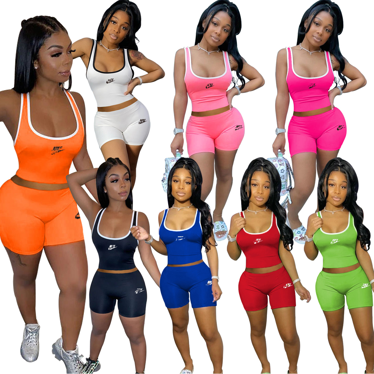 2024 Designer Brand Summer Tracksuit Workout Gym Tenues Femmes Femmes Two Piece Sets Vêtements Suisse de sport Actif Top Top and Fitness Shorts e