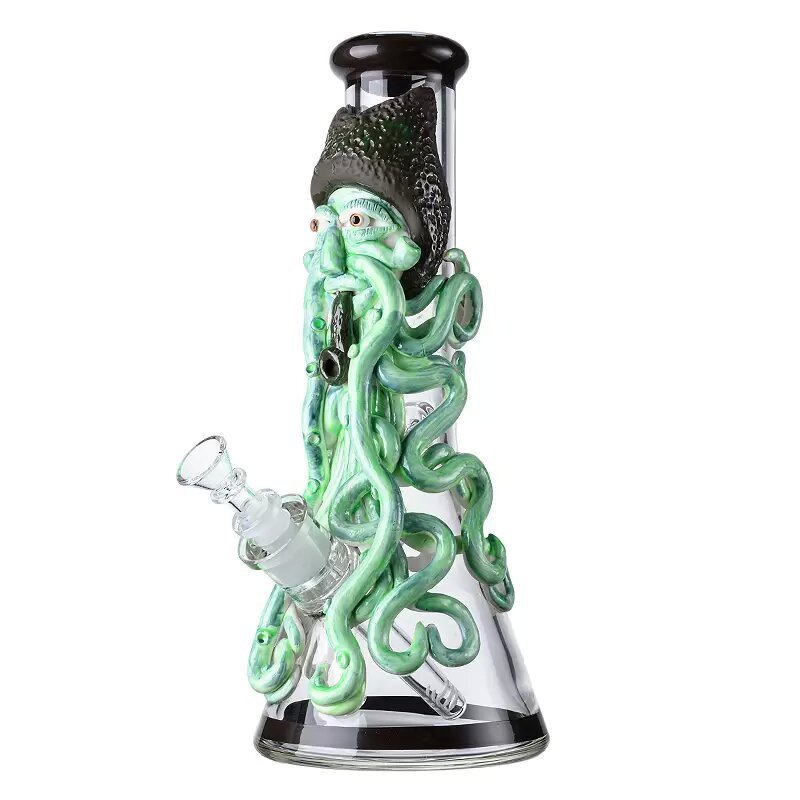 

Beaker Bong Unique Hookahs 3D Monster Silicone Covered Heady Glass bongs Water Pipe with 14mm Glass Bowl Female Down Stem Halloween Style 19" tall