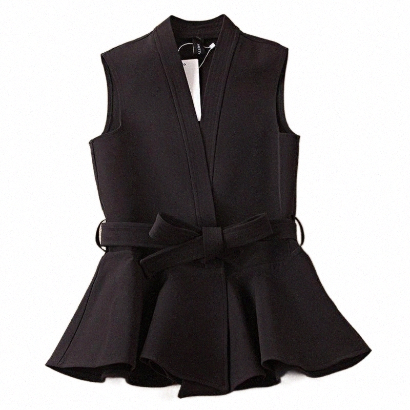 women's Vests Fashion Women Short Vest Elegant Office Lady Coat Female Waistcoat Casual V-neck Black Sleeveless Jacket Plus Size Clothing Y2-image-790675309