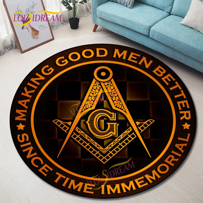 

Carpets Masonic Round Rugs Home Play Chair Mat Freemasonry Children's Room Computer Freemasons Wood Floor Carpet .Carpets, Style 13