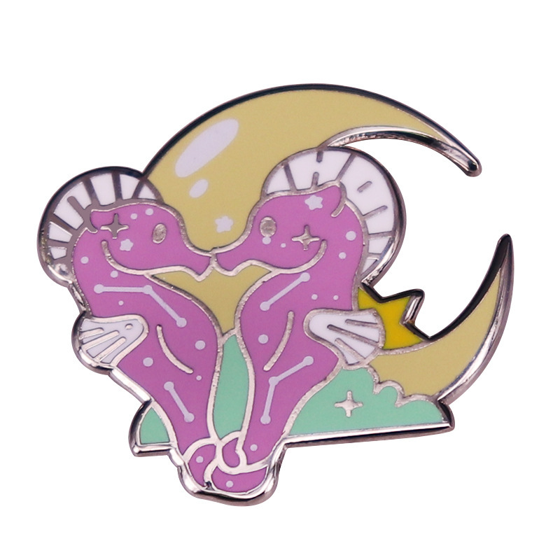 

Creative hippocampus Lapel Pins Badges on Backpack Enamel Pin Brooches Jewelry Fashion Accessories Original Design Gifts, As picture