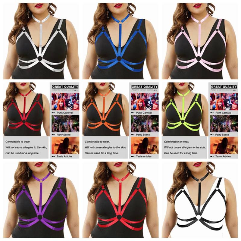 

Garters Harness Women Plus Size Bra Exotic Accessories Collar Gothic Bondage Corset Straps Sexy Punk Chest Chain Caged Underwear BeltGarters, White