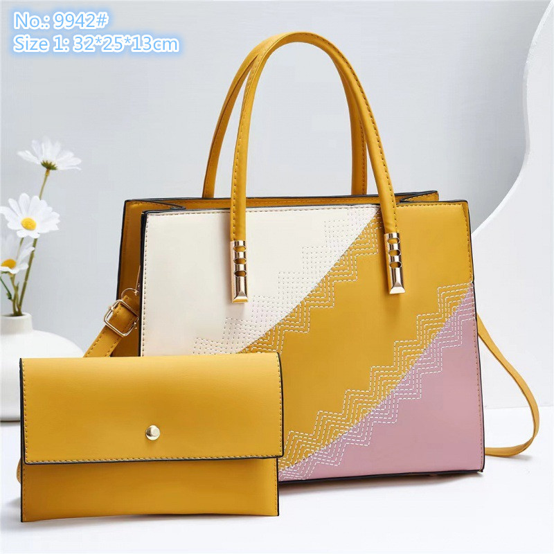 

Wholesale factory ladies leathers shoulder bags sweet little fresh embroidered handbag simple Joker solid color leather tote bag fashion color matching handbags, Black1-9942#