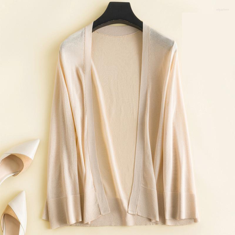 

Women' Knits & Tees Knitted Cardigan Coat Women' Solid Color Ice Silk Korean Version Slim Short Tops Summer Thin Sun Protection Clothi, Black
