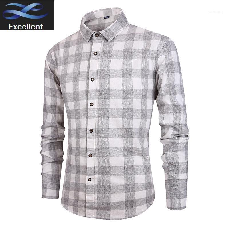 

Shirts 2022 Spring Mens Long Sleeve Plaid Dress Skin-Frinedly Male Casual Regular Slim Fit Tops Button Down Shirt Men Men, Picture color 2