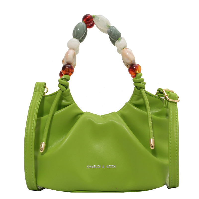 

Bags 2022 Four Seasons Fashion Contrast Color Handbag Folded Shoulder Crossbody Crescent Small Bag