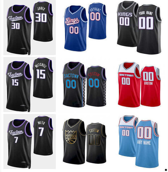 

75th Custom Jersey Sacramento''Kings''Men women youth Chimezie 7 Metu Jason 55 Williams Chris 4 Webber Mitch 2 Richmond Basketball Jerseys, Color