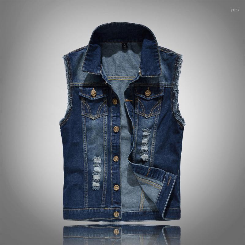 

Cotton Jeans Sleeveless Jacket Vest Men Plus Size 6XL Blue Fashion Denim Male Casual Cowboy Outdoors Waistcoat Mens Men's Vests