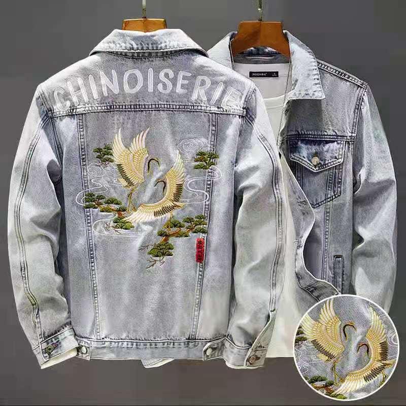 

Men's Jackets Vintage Embroidery Denim Jacket Men's Spring And Autumn Fashion Brand Loose Top European American Street MenMen's, A7 coat