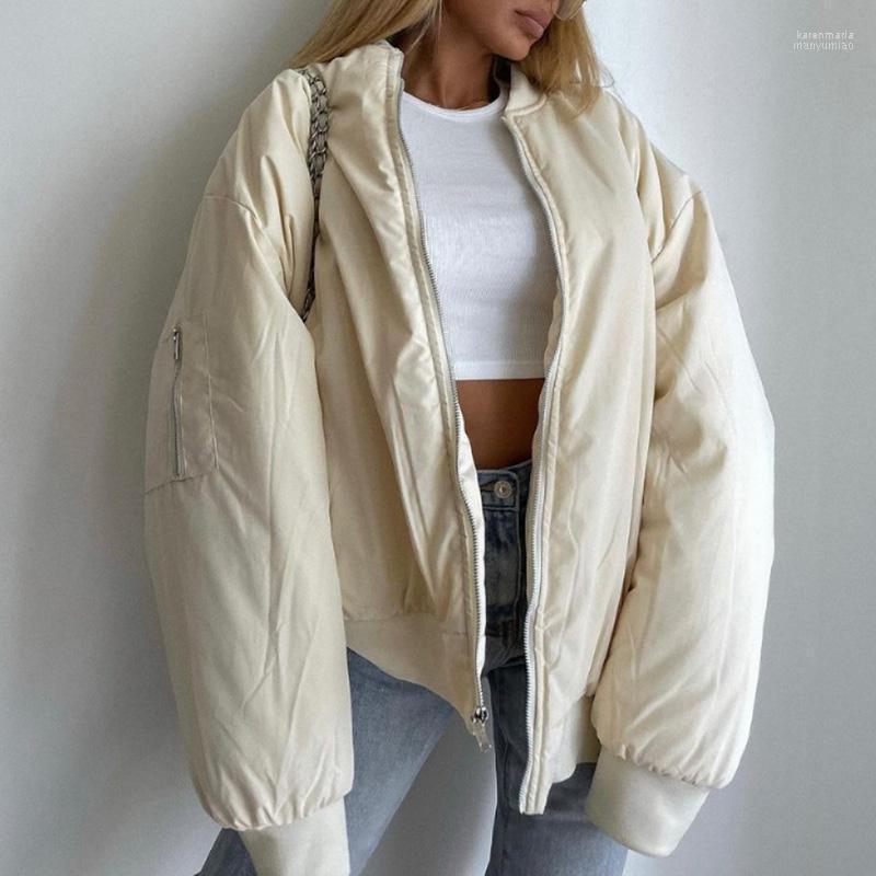 

Women's Down & Parkas Conkor Fashion Autumn Casual O Neck Women Elegant Loose White Coats Zipper Long Sleeve Cotton Jackets Ladies Kare22, Beige