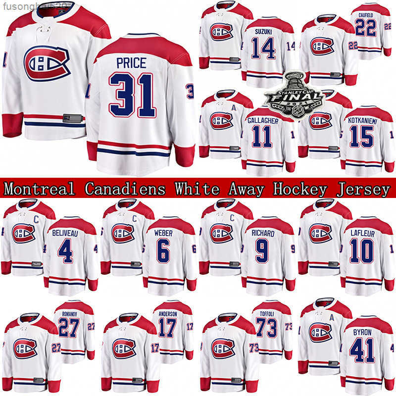 

Cole Caufield Montreal Canadiens Jersey 14 Nick Suzuki 31 Carey Price 73 Tyler Toffoli 11 Brendan Gallagher Romanov Red Away Hockey Jerseys nhl's Jerseys, White 27
