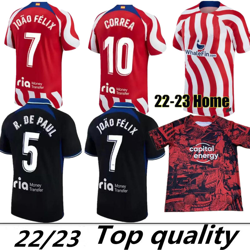 

22 23 Atletico Madrids Soccer Jerseys SUAREZ GRIEZMANN JOAO FELIX 2022 2023 M. Llorente CORREA KOKE Camisetas de fUtbol LEMAR CARRASCO men Pre-match uniformShirt