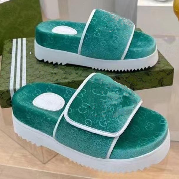 designer joint Luxury Women's Thick Sole Slippers and Sandals Suede Velcro Heightening Muffins Casual Print Ladies Platform 5.5cm Sandals 35-41
