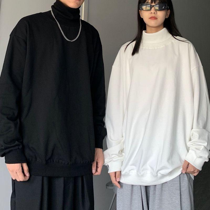 

Women' T-Shirt Men And Women High Neck Bottoming Shirt Autumn Winter 2022 Loose Korean Long-sleeved Velvet FullWomen, Black